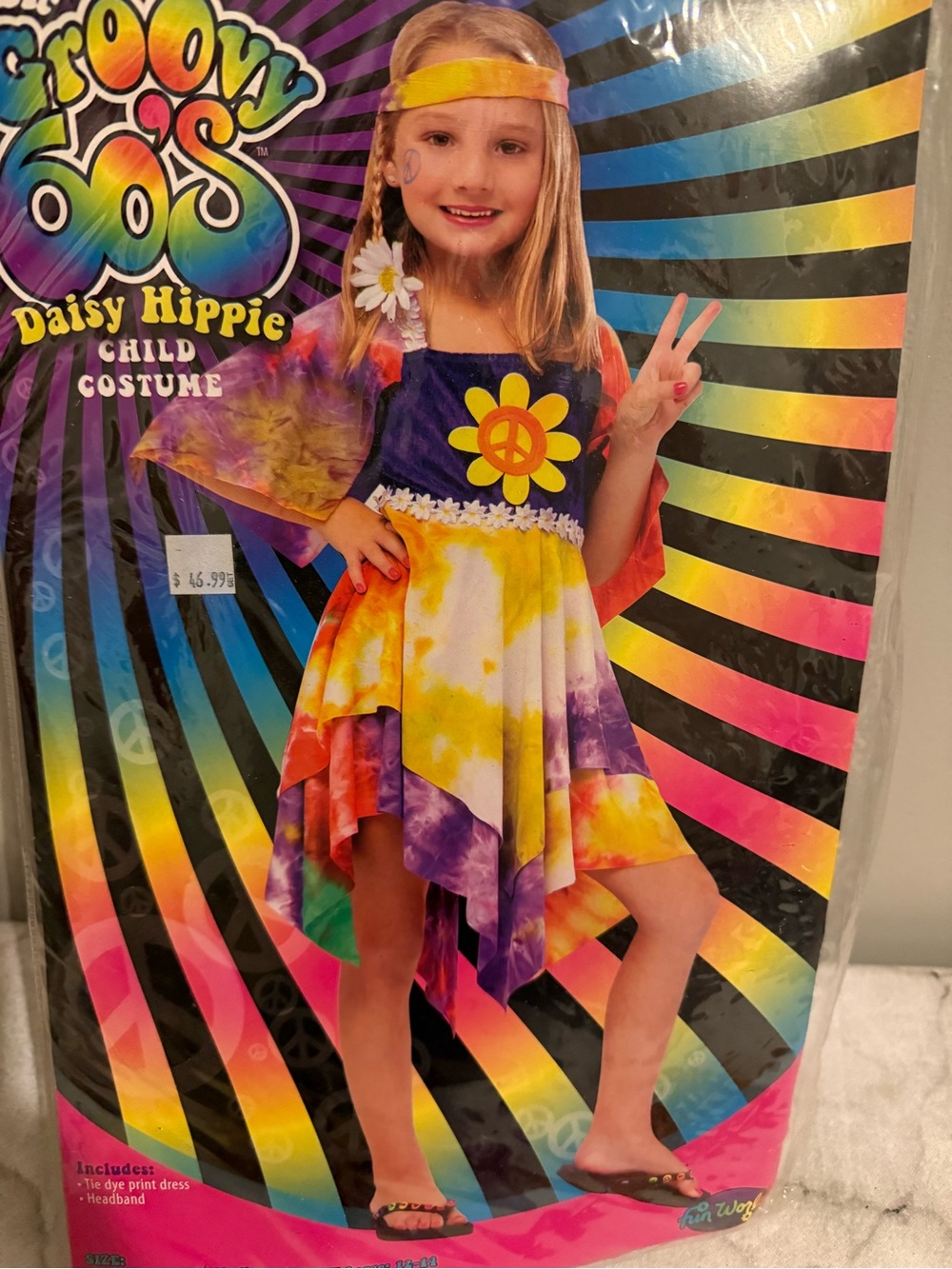 Daisy Hippie Tie-Dye Costume for Kids